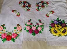 Ribbon Embroidered Towels